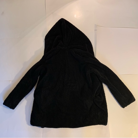 🖤ANNA KACI CALIFORNIA WOMENS BLACK SOFT FAUX FUR HOODED PONCHO COAT SIZE L/XL🖤 - Picture 2 of 4